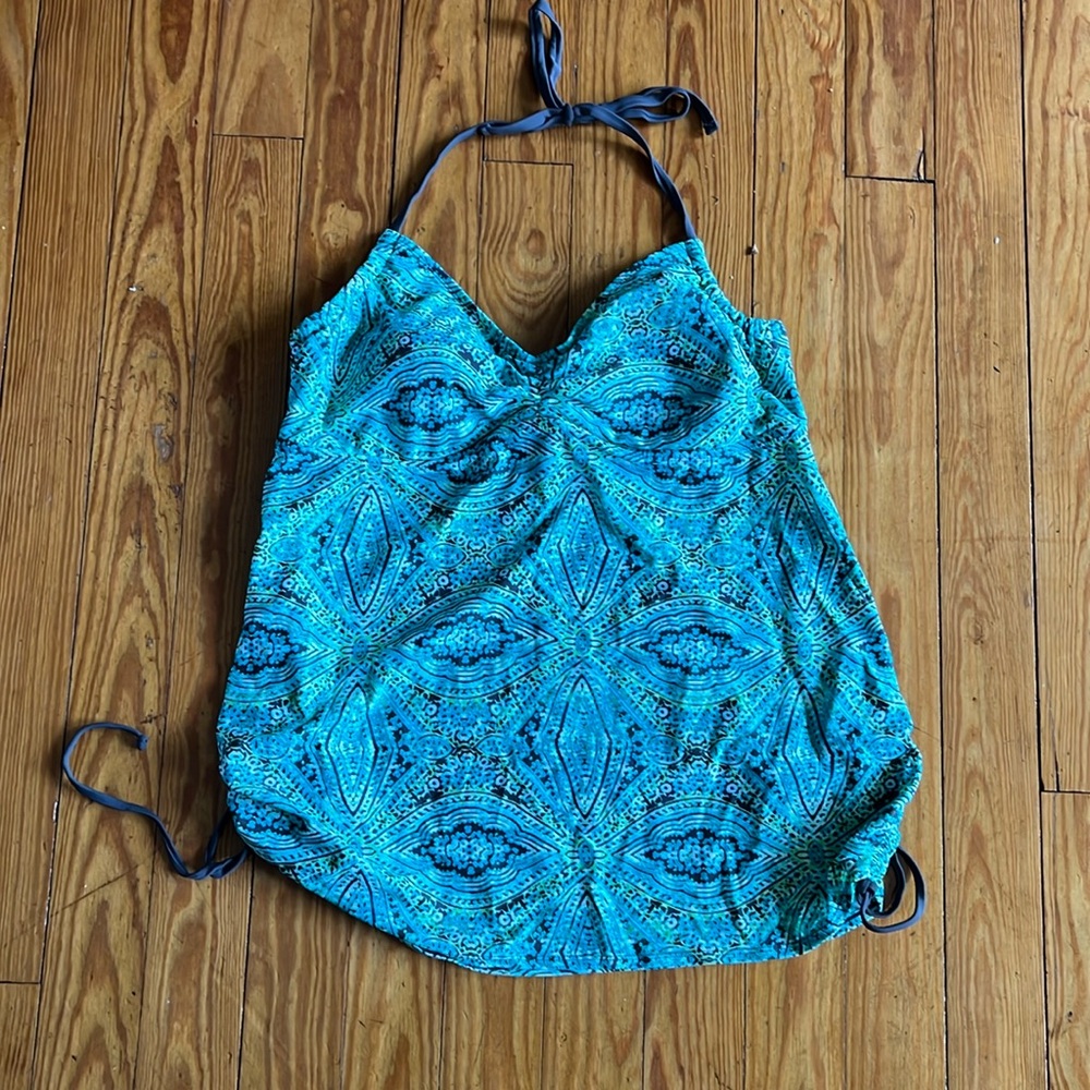Green and Blue Maternity Bathing Suit Top